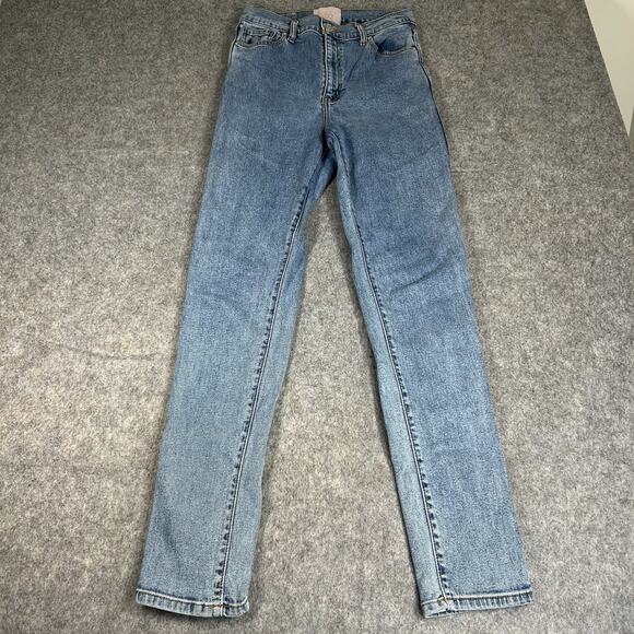 Revice Jeans Women’s 31 High Rise Skinny Light Dark Blue Distressed Denim Slim - Picture 1 of 11